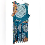 Guberry turquoise and orange patterned vneck dress NWOT Blue Size XXL Photo 1