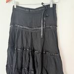 Lulumari Vintage Y2K Black Cotton Lace Insert Tiered Lined Boho Maxi Skirt Sz M Photo 9