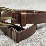 Fossil  Vintage Belt Multi Linked Solid Brass Leather Brown Western Size M Photo 0