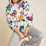 Anthropologie  Rosemarie Hooded Sherpa Jacket Teddy Sweater Floral XS Photo 3
