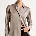 Abercrombie & Fitch Brand New Satin Taupe Button Down Shirt XXL Photo 0