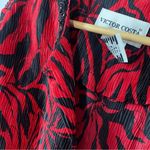 Vintage Victor Costa 2 Piece Red and Black Satin Tank Top Blouse and Jacket Size 12 Photo 5