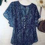 Forever 21 Polka Dot Sheer Blue Blouse Photo 1