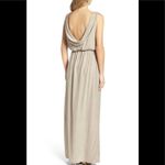 Natalie Deayala drape back silk column dress. NWT Tan Photo 3