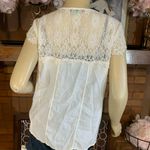American Eagle  OUTFITTERS BEIGE OPEN FRONT LACE CARDIGAN BLOUSE (M) Photo 6