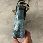Carlos Falchi Crossbody Purse Flower Embellished Snakeskin Pattern Chain Strap Blue Photo 6