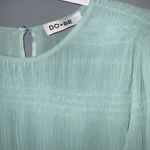 DO+BE Mint Green Ruffled Smocked Ruffle Chiffon Cropped Round Neck Blouse M Photo 4