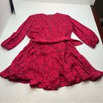 Alice + Olivia Mina Puff-Sleeve Godet Dress w/ Belt Womens 8 Pink Red As Seen On Photo 13