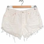 Free People NWT  Loving Good Vibrations White Distressed Jean Shorts Size 27 NEW Photo 1