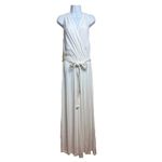 Raquel Allegra Ivory Stripe Satin Jumpsuit NWT Sz. 1 (US M/6) White Size M Photo 5