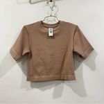 Everlane The Seamless Tee Size XL/XXL Burt Sugar Light Brown Semi Cropped SL Photo 2