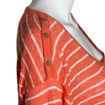 J. Jill Sweater Womens Large Orange‎ White Stripe Linen Blend Lightweight Casual Orange Photo 4
