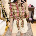 The Fifth Label  Grid Check Shirt Sage With Pink Photo 5