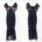 Alice McCALL  Black Floral Embroidered Honeycomb Daisy Off Shoulder Dress Size 2 Photo 2