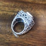 BARSE Blue Topaz Sterling Silver Filigree Cut Out Statement Ring Sz 7 Photo 6