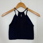 Free People Movement Navy Blue Ribbed High Neck Crop Tank Size M Photo 5