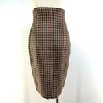 Jil Sander  Check Plaid Pencil Skirt Brown High Waisted Wool Vintage Photo 7