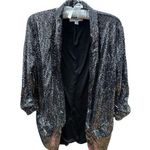 Silver Shimmering Blazer with Relaxed Open Front Size M Photo 0