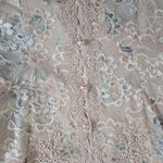 American Vintage 80s Vintage Pastel Pink Floral Lace Embellished Romantic Blazer Jacket Size 8 Photo 3