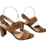 Franco Sarto  Leather Feminine High Heels Rumi Sandals Tan Brown Size 6.5 M Photo 2