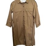 ZARA TRF women’s solid beige camel long sleeve mini shirt dress Size M Photo 5