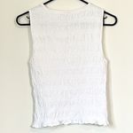 Madewell NWT White Sachi Smocked Cotton Linen Blend Boatneck Tank - Extra Small Photo 5