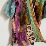 Rahab’s Rope Kantha Patchwork Floral Open Cardigan Duster Kimono Cotton One Size Green Size undefined Photo 9