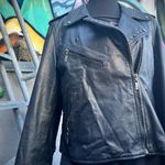 Black Leather Fringe Studded Jacket Size L Photo 6