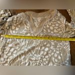 Charter Club  Women's White and Tan Leaf Print Long Sleeve Shirt Photo 6