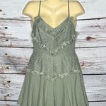 Selfie Leslie NWT Size M Pistachio Green Lace & Fringe Trim Tie Back Dress Photo 0