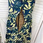 Ba&sh  Winny Tropical Palm Print Tiered Mini Dress Yellow Blue Small Photo 9