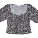 Lush Clothing Lush Floral Print Short Sleeve Blouse Top in Blueberry Cream‎ XL NWOT Photo 0