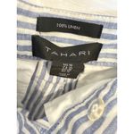 Tahari  Linen Pants Blue White‎ Striped Wide Leg Summer Casual Size 10 Photo 2