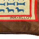 Ink + Alloy Olivia Square Scarf Dachshund Dog Print Brown Red Cream Photo 8