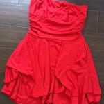 Women’s Red Tube Top Silk Dress Strapless Ruched Size L Photo 4