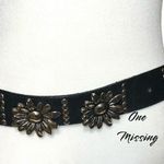 Cute black belt with silver studded detailing, cute silver metal flowers too Photo 3