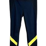 Athleta  Pants Women Medium Spliced Sonar Tight Black Navy Blue Yellow Athleisure Photo 0