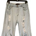 Purple Candy Unique Denim High Rise Extreme Distressed Flares Light Wash, Sz XL Blue Photo 4