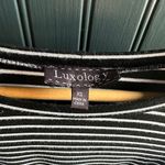 Luxology  Black and White Striped short Flutter Sleeve Dress Photo 2