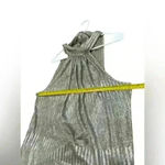 Bishop and Young  Women‎ Gray Hi-Shine Metallic Tie Mock Neck Sleeveless Blouse S Photo 6