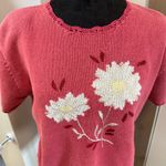 Christopher & Banks Vintage‎ Y2K  Knit Crochet Pink Babydoll Too Flower Lace Trim Photo 2