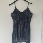 Elodie  V-Neck Velvet Cami Dress in Blue Slate Blueish Gray Large Photo 7