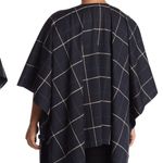 Pleione Plaid Poncho Cardigan Navy Blue Photo 1