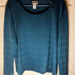 Chico's  Size 2 Medium Metallic‎ Long Sleeve Green Top Career Work Wear Photo 0