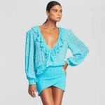 New NWT Retrofête Lennon Crystal Mini Dress XS Blue Atoll Silk Chiffon $795 Photo 6