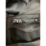 ZARA Womens Black Silk Satin Ruched High Neck Long Sleeve Mini Wrap Dress Size L Photo 2