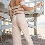 Sage The Label Off The Shoulder Pinstripe Jumpsuit Photo 1