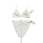 Xhilaration Women’s Size M Bikini Top & Bottom Silver Grey Ribbed Triangle NWT Photo 4