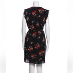 Rebecca Taylor  black red floral ruffle v neckline silk dress 8 Photo 6