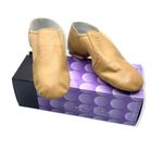 Dance Class Split Sole Jazz Boot Leather Dance Shoes 5 Spandex Inserts Caramel Brown Photo 7